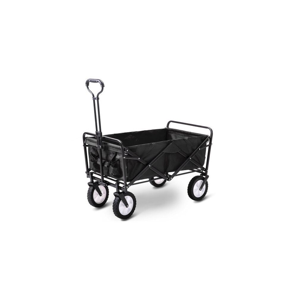 Garden Transport Cart Foldable Pull Wagon Hand Cart (Black)