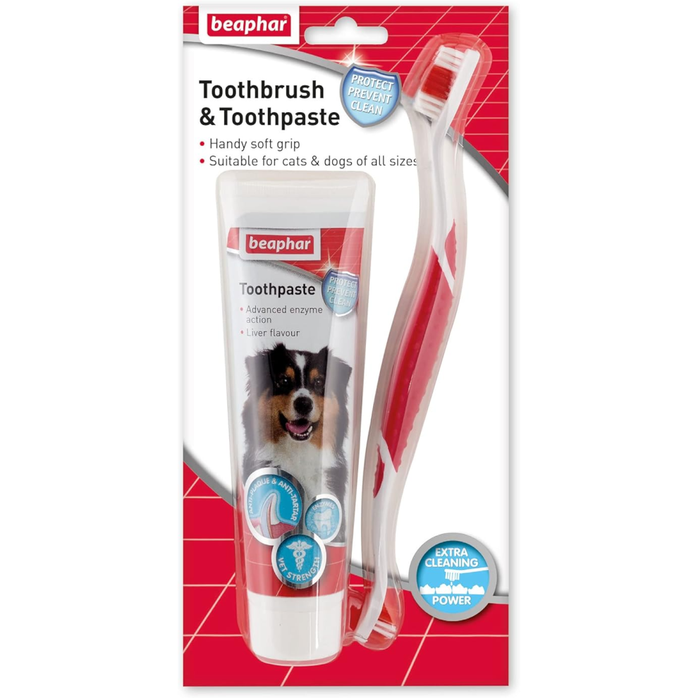 Beaphar | Toothbrush & Toothpaste Dental Care Kit | For Dogs & Cats