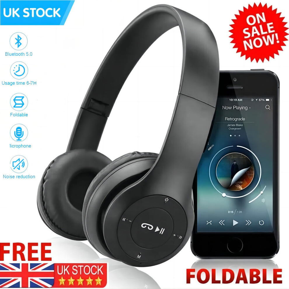 Wireless Bluetooth Headphones With Noise Cancelling Over-Ear Earphones 5.1 Uk White 3800178377938
