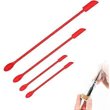Mini Silicone Spatula,Makeup Spatula 4 Pack,Small Rubber Spatulas for Makeup,Thin Spatula Set for Skinny Openings-for Jar,Kitchen Bottles,Cosmetic,red
