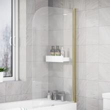 Nes Home Brushed Brass 800mm Frameless Curved Pivot Bath Shower Screen Door