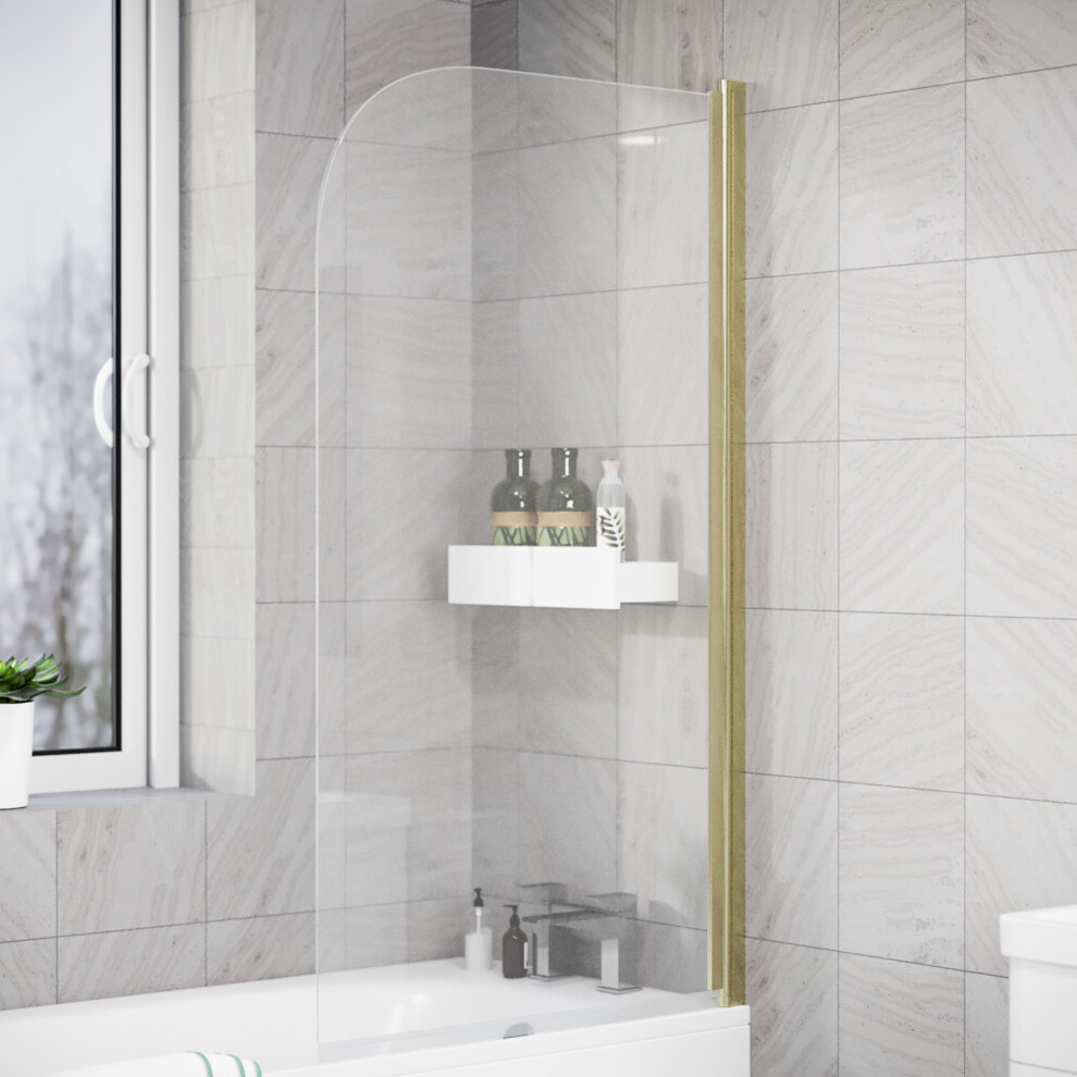 Nes Home Brushed Brass 800Mm Frameless Curved Pivot Bath Shower Screen Door