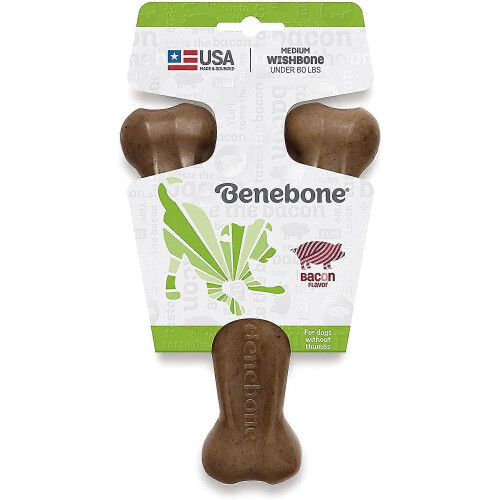 Durable Wishbone Dog Chew Toy for Aggressive Chewers, Real Bacon, Medium 2