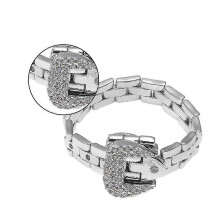 Crystal Rings Rings Adjustable Chain Belt Buckle for WomenSliver