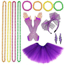 Women 80s Fancy Dress Retro Party Costume SetPurple