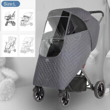 (Grau-L Windschutz) Universeller wasserdichter Winter-Regenschutz für Kinderwagen, Regenmantel, vollständiger