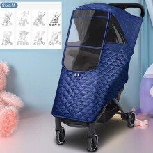 (Blau-M Windschutz) Universeller wasserdichter Winter-Regenschutz für Kinderwagen, Regenmantel, vollständiger