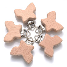 (EE)5 Teile/los Neue Ankunft Schöne Holz Schnuller Clip Natürliche Buche Holz Zubehör für Baby Handgemachte