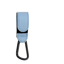 (C19-Hellblau 1 Stück) PU-Leder-Babytasche, Kinderwagen-Haken, um 360 Grad drehbarer Kinderwagen-Organizer,