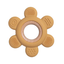 (Flowe senfgelb) 1PC Baby Silikon Beißring Spielzeug BPA FREI Infant Holz Ring Gesundheits Pflege Zahnen