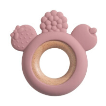 (Obst rosa rosa) 1PC Baby Silikon Holz Beißring Ring Nette Bär Säuglingspflege Zahnen Spielzeug Neugeborenen