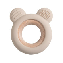 (Bear Sandy) 1PC Baby Silikon Holz Beißring Ring Nette Bär Infant Pflege Zahnen Spielzeug Neugeborenen