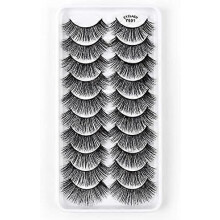 10 Pairs False Eyelashes Kit,3D Faux Lashes Natural Long Fluffy Wispies Eye Lashes,Handmade Reusable Soft Band Fake Eyelashes