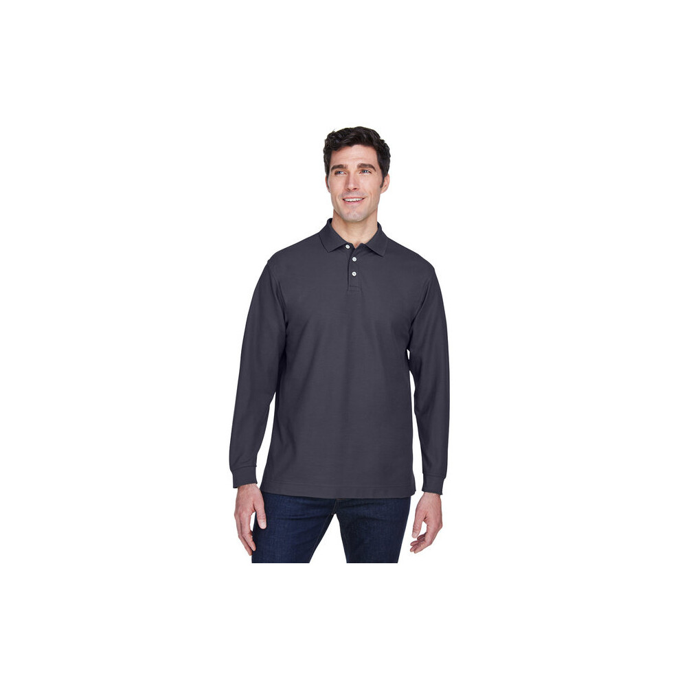 Polo     manches longues en piqu    Pima pour homme - Noir - Taille S (D0102H76WNJ)