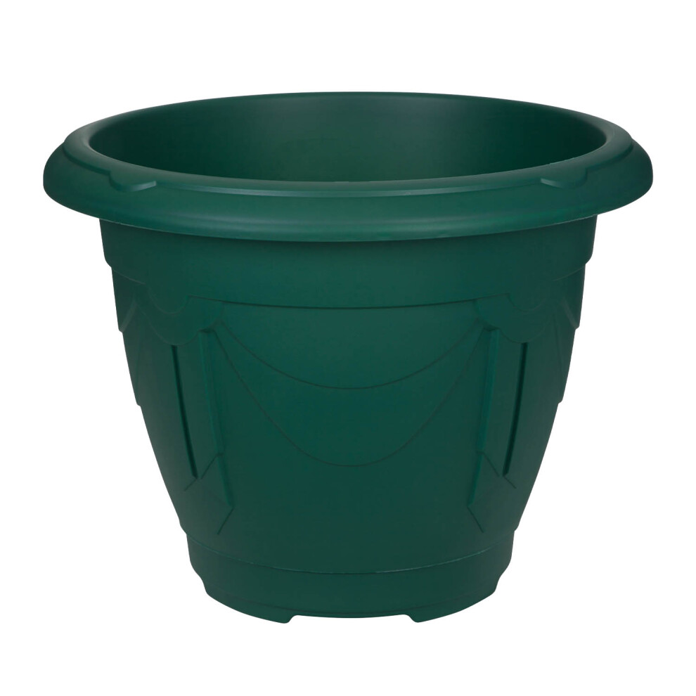 Flower Pot Venetian Round Planter Forest Green Plant Garden Patio Basket 24cm
