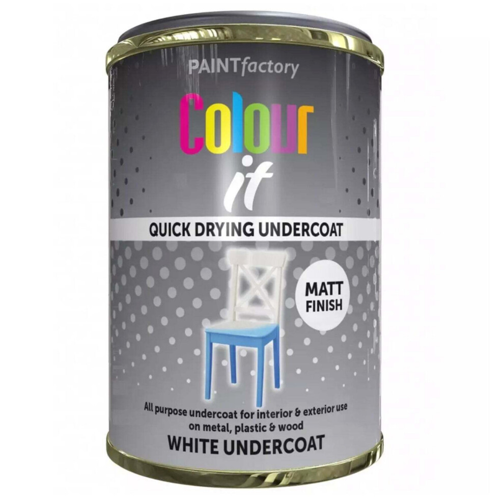 Paint White Matt Undercoat Quick Drying Hard-Wearing Interior Exterior 300Ml 5055319530712