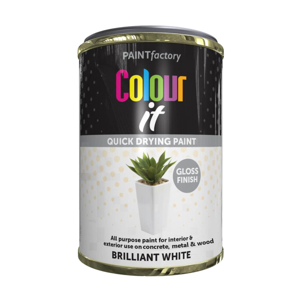 300Ml Colour It Paint Tin Quick Drying Interior Exterior Home White Gloss Finish 5055319530675