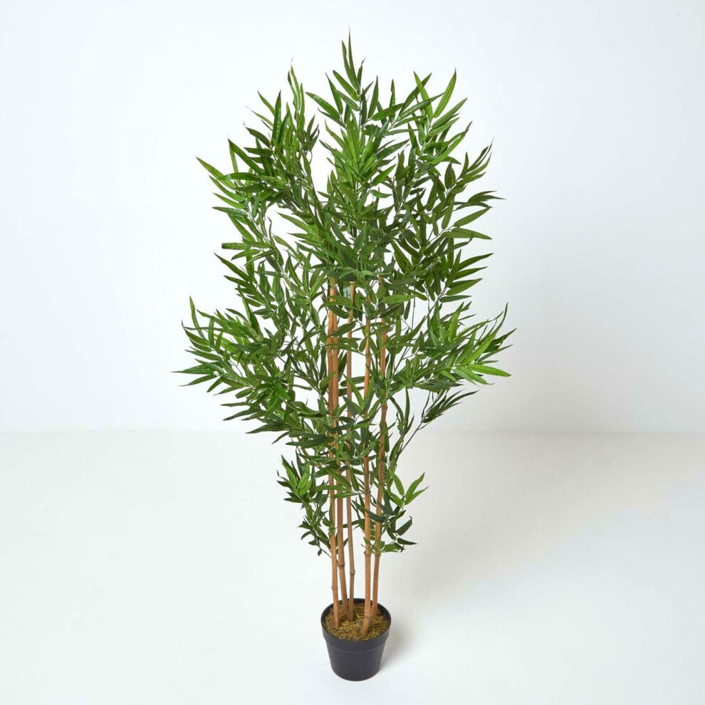 Homescapes Green 5Ft Bamboo Tree Artificial Plant With Pot, 155 Cm