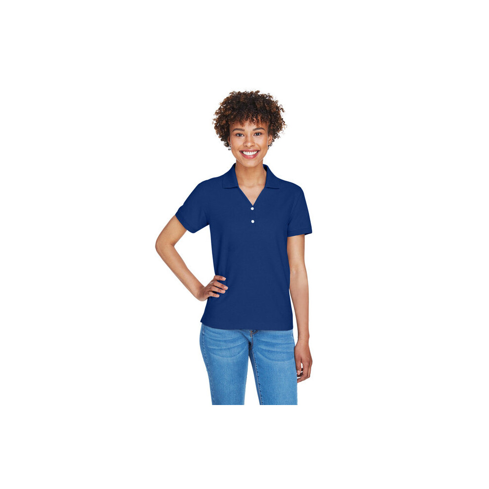 Damen Pima Piqu Y-Kragen Polo - Wei - XS(D0102H7NJ5T)-image