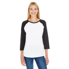 Baseball T-shirt dames - WIT MARINE ROOD - L(D0102H2HEHg)