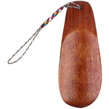 Wooden Shoe Horns Mini Short Shoe Horns with Rope for Men Women Kids (brown)