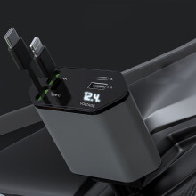 Chargeur de voiture rétractable 120W à charge rapide USB et TYPE-C Apple