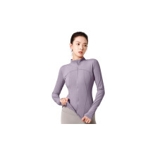 Standing collar yoga suit sports jacket slim fit jacket purple L