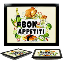 (Bon Appetit) GEEZY Large Wooden Bean Bag Cushioned Lap Tray - 44 x 34cm