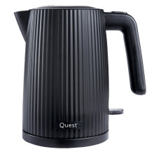 (Black) Quest 1.5 Litre Cordless Kettle / Stylish Modern Grooved Design / Spout Filter / Overheat Protection / 3000W Fast Boil