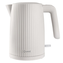 (White) Quest 1.5 Litre Cordless Kettle / Stylish Modern Grooved Design / Spout Filter / Overheat Protection / 3000W Fast Boil
