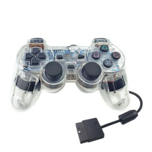 (Grå) För PS2 Wired Game Controller Gamepad Double Vibration Clear Controller Gamepad Joypad för Sony