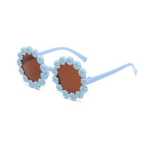 (Bleu) lunettes de soleil pour enfants tournesol lunettes pour bébé à la mode anneau de fleur protection