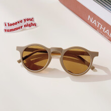 (Marron-1-0-8 ans) nouveaux enfants mignon damier panneau couleur ronde UV400 lunettes de soleil bébé