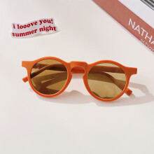 (Orange-1-0-8 ans) nouveaux enfants mignon damier panneau couleur ronde UV400 lunettes de soleil bébé