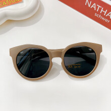 (Marron-B-0-8 ans) nouveaux enfants mignon damier panneau couleur ronde UV400 lunettes de soleil bébé