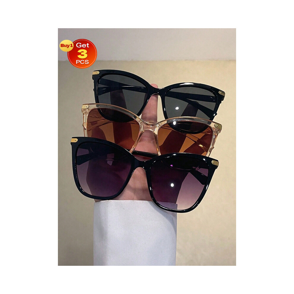 (3 pièces LJ156-B.P.G.T) lunettes de soleil œil de chat pour femmes, Style fille tendance pour Street