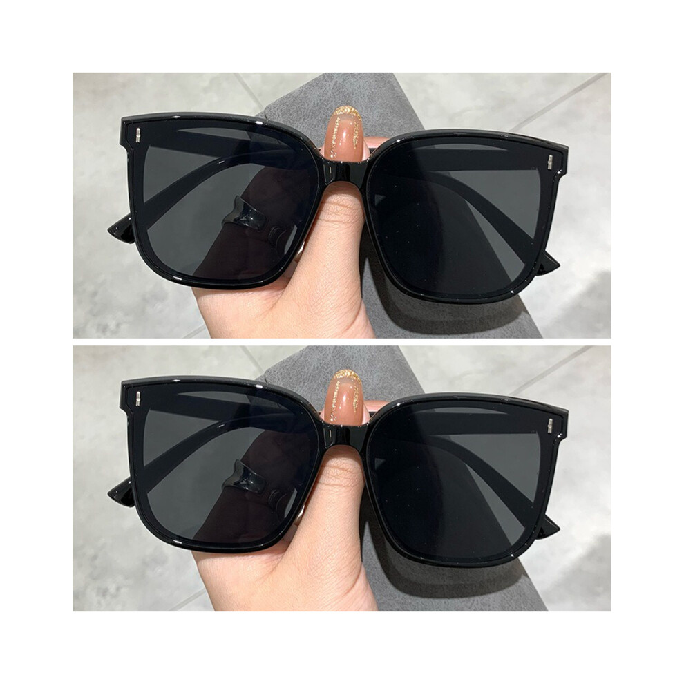 (2 pièces noires) mode coréenne personnalité Ins tendance noir carré cadre UV400 lunettes de soleil