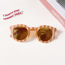 (Orange-rose-0-8 ans) nouveaux enfants mignon damier panneau couleur ronde UV400 lunettes de soleil