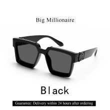 (Grand noir) noir millionnaire nuances lunettes de soleil de luxe pour hommes concepteur célèbre marque