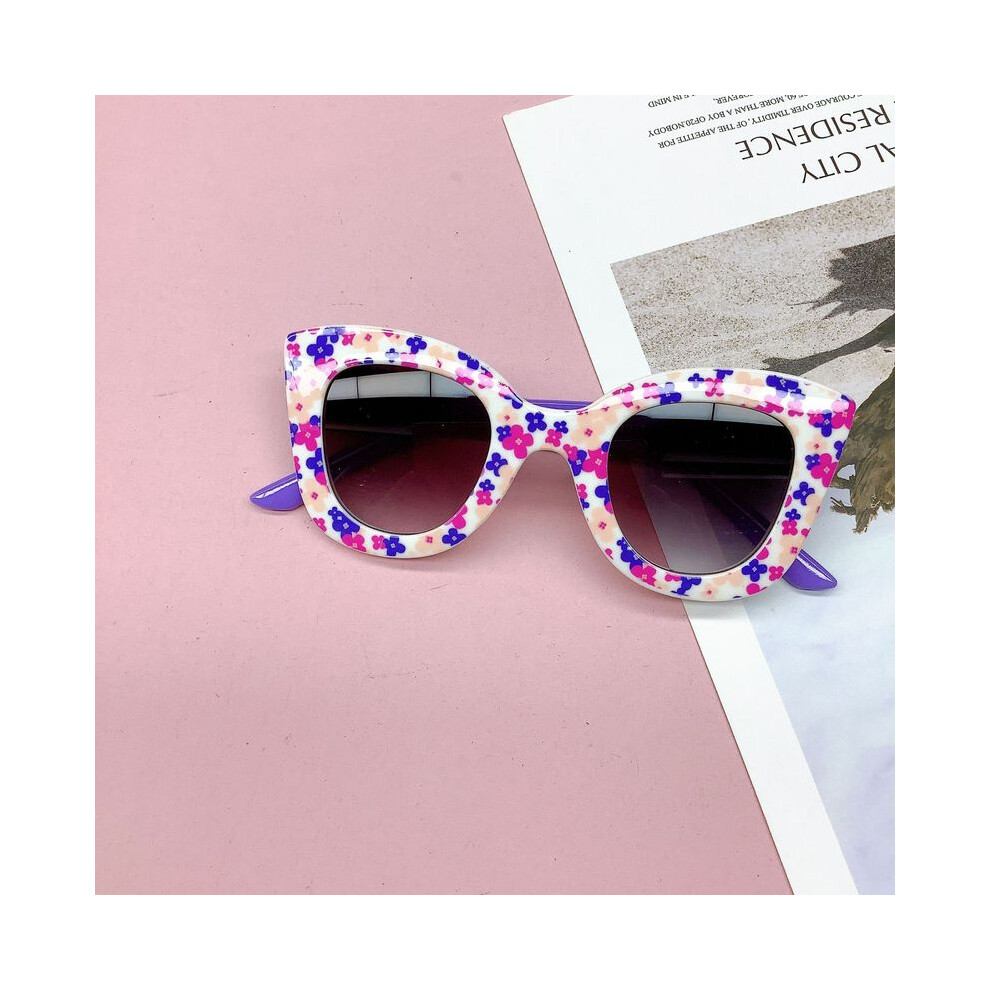 (Blanc violet) nouveau sac de voyage à la mode fleur lunettes de soleil pour enfants Anti UV bébé garçons