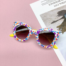 (Blanc jaune) à la mode nouveau sac de voyage fleur lunettes de soleil pour enfants Anti UV bébé garçons