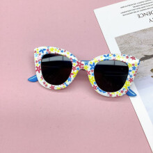 (Blanc bleu) nouveau sac de voyage à la mode fleur lunettes de soleil pour enfants Anti UV bébé garçons