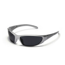 (Argent mat) lunettes de soleil argentées couleur évidée futur sens de la technologie filles chaudes