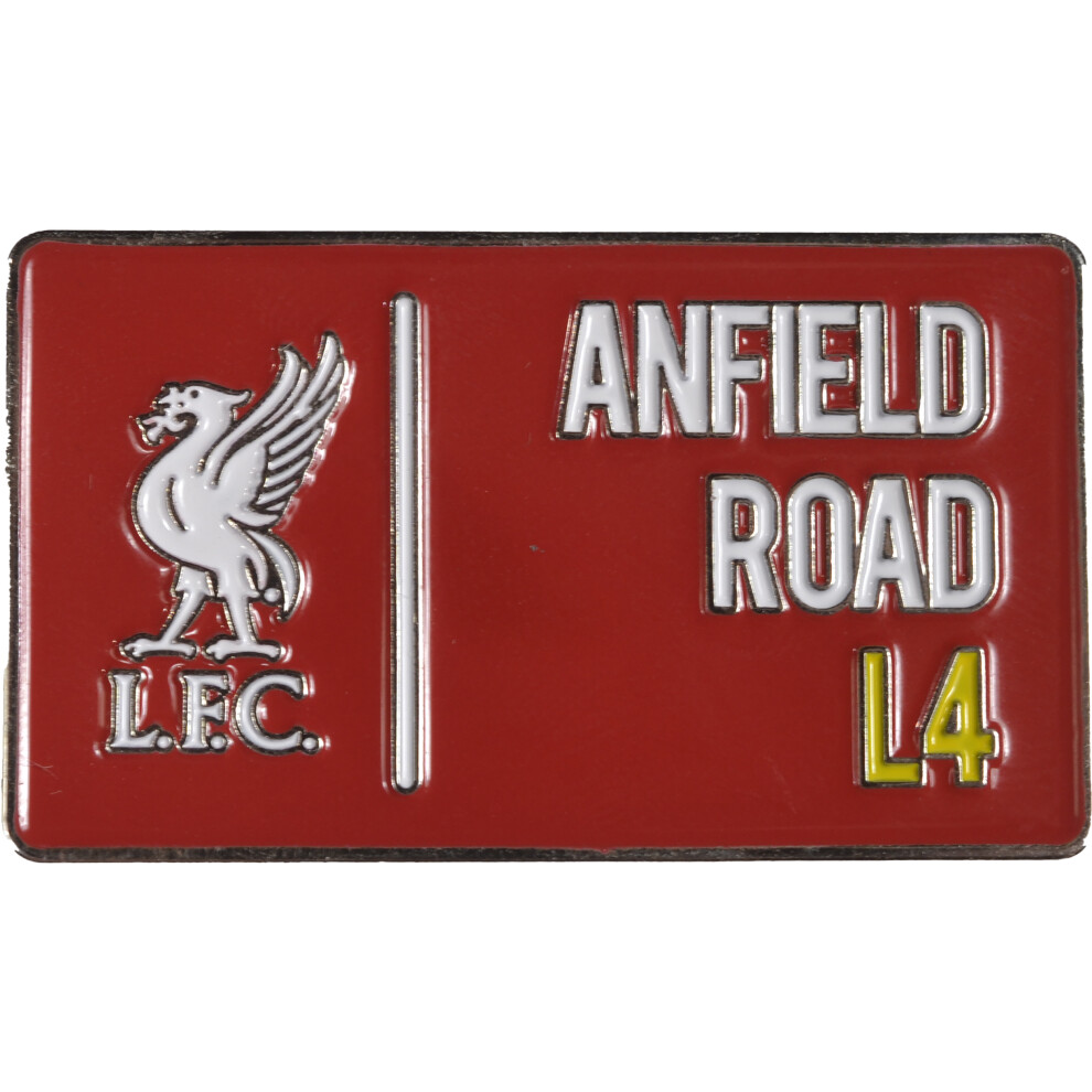 Liverpool Anfield Road L4 Street Sign Pin Badge Red