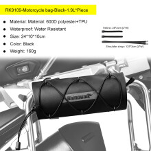 (RK9109-Black1.9L) Rhinowalk Motorcycle Side Bag 100% Waterproof Engine Crash Bar Bag 1.9