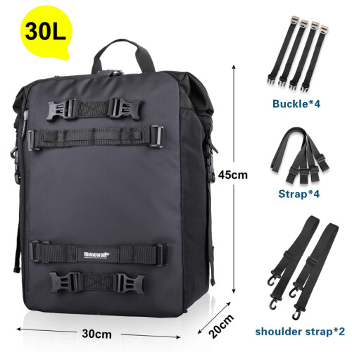 (Μαύρη 30L)Rhinowalk Motorcycle Motocross Τσάντα πίσω καθίσματος 10L/20L/30L Αδιάβροχο