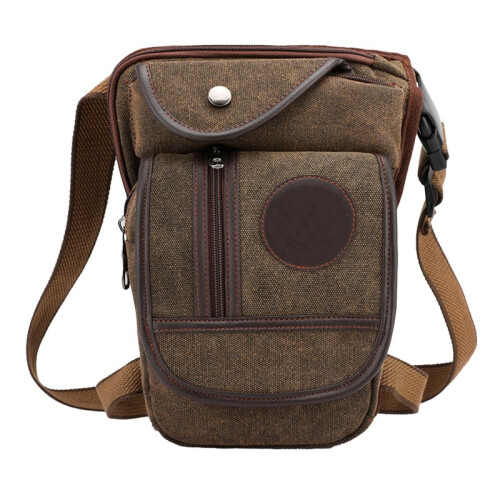 (Καφέ) Πακέτο μέσης μοτοσυκλέτας Canvas Drop Leg Bag Pouch Multi-Purpose Messenger