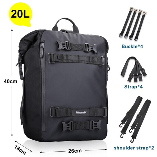 (Μαύρη-20L) Τσάντα πίσω καθίσματος Rhinowalk Μοτοσικλέτας 10L ή 20L ή