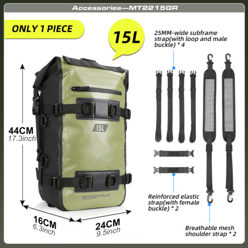 (Olive-15L) Σακίδιο πλάτης Rhinowalk Μοτοσικλέτας Αδιάβροχη Τσάντα