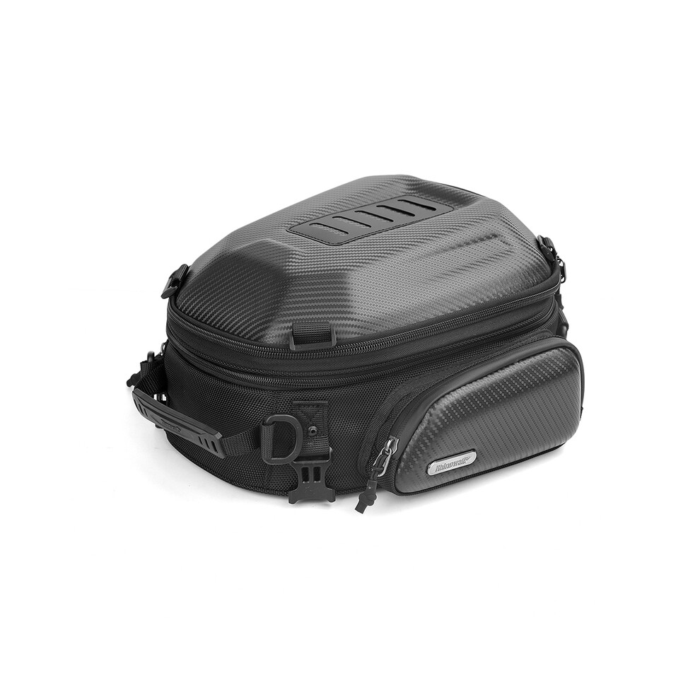 (Carbon Black)Rhinowalk Motorcycle Tail Bag Waterproof Motorcycle Back Seat Bag 12-18L Expandable